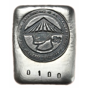 Sztabka nr 0100, srebro 999, oksyda