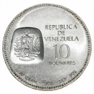 Venezuela, 10 Bolivars, 1973.