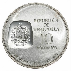 Venezuela, 10 bolívarov, 1973.