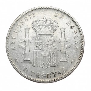 Spain, 5 Pesetas, 1898.