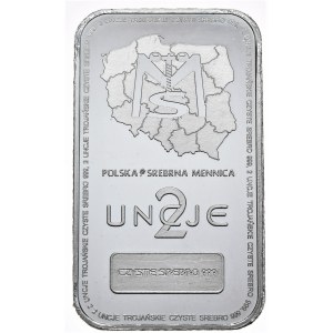 2oz bar. Silver Mint, Map of Poland