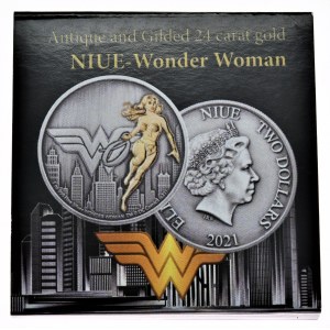 Niue, Wonder Woman, 2021r. 1oz, Antic/Gold 009/100