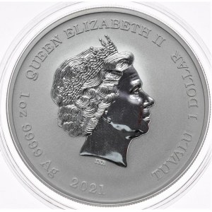 Tuvalu, 2021, černá vlajka, 1 oz 999 AG