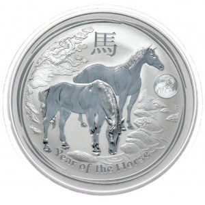 Austrálie, rok koně 2014, 1 oz, 1 oz Ag 999, lev Privy Mark