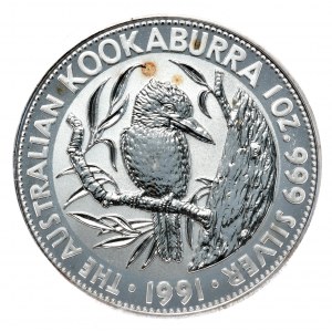 Austrália, Kookaburra, 1991, 1 oz, Ag 999 unca