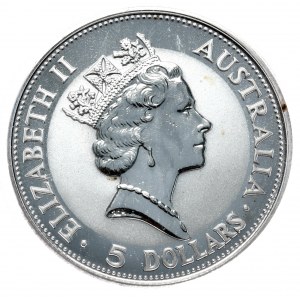 Austrálie, Kookaburra, 1991, 1 oz, Ag 999 unce