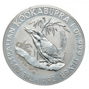 Austrálie, Kookaburra, 1992, 1 oz, Ag 999 unce