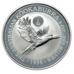 Austrálie, Kookaburra, 1996, 1 oz, 1 unce Ag 999, Privy Mark France, náklad pouhých 5 000 kusů.