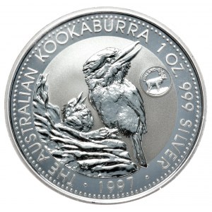 Australia, Kookaburra, 1997, 1 oz, one ounce Ag 999, Privy Mark Finland, mintage of only 5,000.