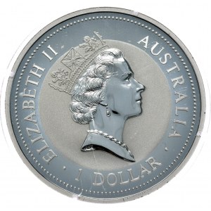 Australia, Kookaburra, 1997, 1 oz, uncja Ag 999, Privy Mark Portugalia, nakład zaledwie 5 tys.