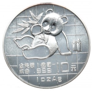 Chiny, panda 1989, 1 oz, uncja Ag 999, patyna