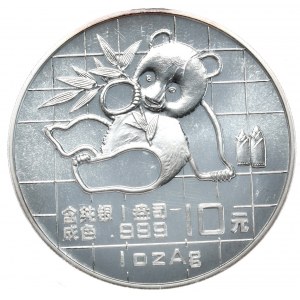 Čína, panda 1989, 1 oz, unce Ag 999, patina
