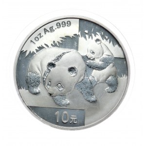 Čína, panda 2008, 1 oz, Ag 999 unca, rozprávkové viečko