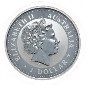 Austrálie, 1 dolar, Kookaburra, 2002, 1oz, ryzí stříbro