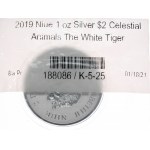 Strieborná minca Nebeské zvieratá Biely tiger, Niue, 1 oz, Ag 999 unca