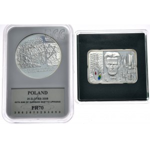 Zestaw 2 sztuk, 20 zł 2006, Gierymski, 20 zł 2008, 65 Rocznica Powstania w Getcie Warszawskim