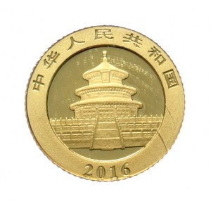 China, Panda 1g gold 999, 2016, in original wrapper