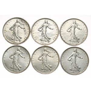 France, 5 francs 1960-1964, sower, set of 6 pieces