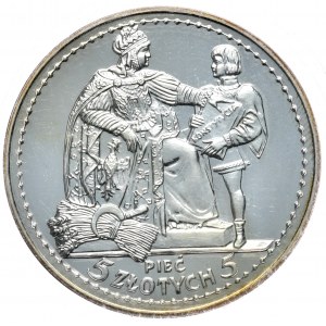 III RP, 5 Zloty 1925, Verfassung, offizielle Kopie von 2000, Kremnica, 925 Silber