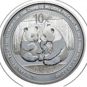 Chiny, panda 2009, 1 oz, uncja Ag 999, 30. rocznica chińskich monet okolicznościowych z nowoczesnych metali szlachetnych