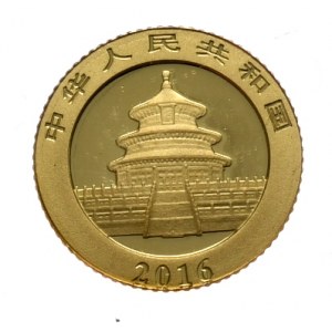 China, Panda 1g gold 999, 2016, in original wrapper
