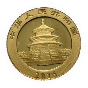 China, Panda 1g Gold 999, 2016, in Originalverpackung