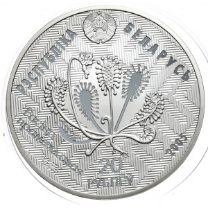 Białoruś, 20 rubli 2005, puchacz, 33,62 g, Ag 925