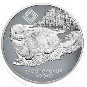 Białoruś, 20 rubli 2006, norka europejska, 33,62 g, Ag 925