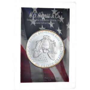 USA, Liberty Silver Eagle 2004 dolar, 1 oz, 999 AG unce, v krabičce připomínající třídicí desku
