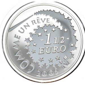 Francja, 1 1/2 euro 2005, Hello Kitty, Kawiarnia, z certyfikatem