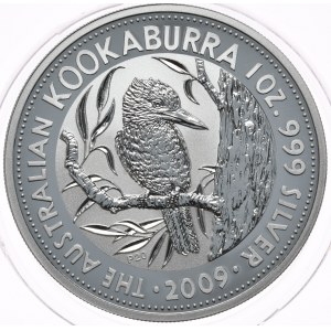 Australia, Kookaburra 2009, 1 oz, uncja Ag 999, jubileuszowa, limitowana edycja na 20-lecie serii, wizerunek 1991
