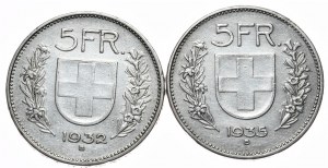 Szwajcaria, 5 Franków, 2szt.