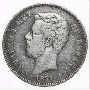 Hiszpania, 5 Pesetas, 1871r.