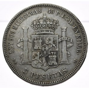 Spain, 5 Pesetas, 1876 D.E.