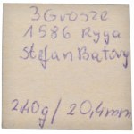 Stefan Batory, trojak 1586, Ryga, duża głowa