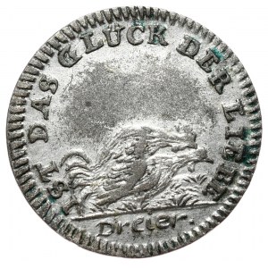 Augustus II the Strong, token without date, doves and rooster on hen, Dresden or Nuremberg