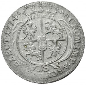 August III, ort 1754 Leipzig, with an asterisk after the date.