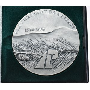 Sada 2 medailí - 80. výročí státních lesů 2004. Varšava, 120. výročí Loveckého kroužku svatého Huberta v Otwocku; 2004r. Varšava
