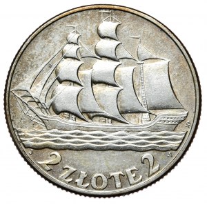 Second Republic, Sailboat, 2 zloty, 1936.