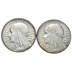 Sada 2 ks. - 10 zlatých 1932 samice, bez značky a se značkou mincovny