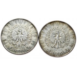 Set of 10 gold Pilsudski 1935, 1936,- 2 pieces.
