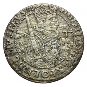 Zygmunt III Waza, ort 1623, PRVS.M+, Bydgoszcz, szeroka korona na rewersie
