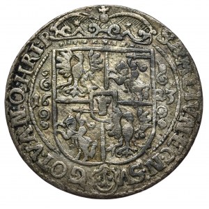 Zygmunt III Waza, ort 1623, PRVS.M+, Bydgoszcz, szeroka korona na rewersie