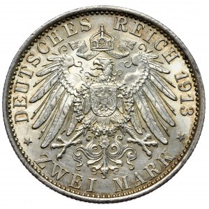 Niemcy, Prusy, 2 marki 1913 A, Berlin, 25 lat rządów Wilhelma II
