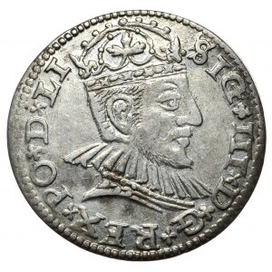 Zygmunt III Waza, trojak 1590 Ryga, mała głowa, (S)SIG - podwójnie nabite S.