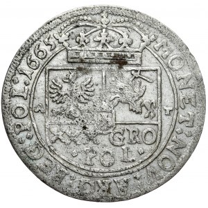 Jan II Kazimierz, tymf 1665, Kraków, SALV:, rzadsza korona na awersie