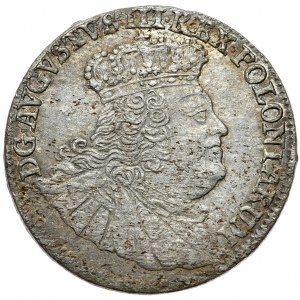 August III, szóstak 1756/5 (przebitka), Lipsk, szerokie popiersie