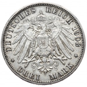 Niemcy, 3 marki, 1908 J, Hamburg