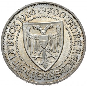 Niemcy, Republika Weimarska, 3 marki 1926 A, Berlin, 700 lat miasta Lubeka
