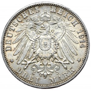 Niemcy, Badenia, 3 marki 1914 G, Karlsruhe